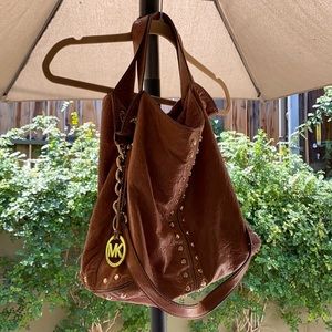 Michael Korea Purse Leather Studded Gold Shoulder